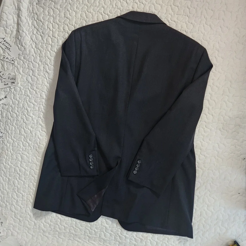 NEW 44 Black 100 % Fine Smooth Wool Mens Blazer Modern Business Suit Jacket Exc.